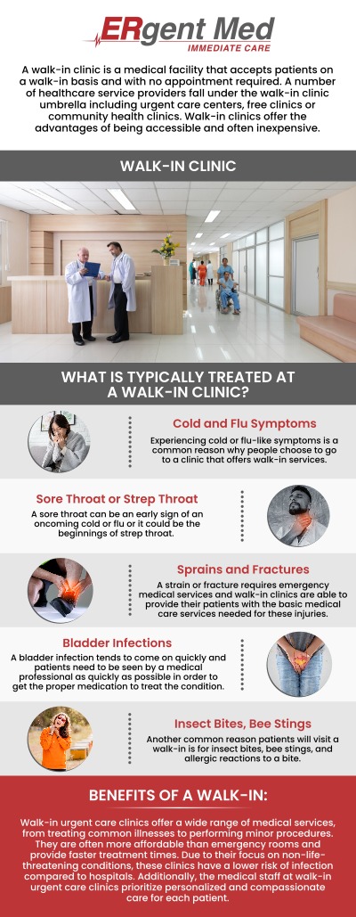 At ERgent Med Immediate Care, we offer walk-in clinic services for non-life-threatening conditions. Whether you’re dealing with a minor injury, illness, or need a routine health check-up, we provide fast and affordable care without the need for an appointment. Our experienced team, led by Board-certified Dr. Michael Hamm, DO, ensures that each patient receives personalized care promptly. Whether it's a sudden illness or injury, our walk-in services are designed to offer convenience and quality healthcare when you need it most. For more information, contact us or schedule an appointment online. We are conveniently located at 106 Retreat Village, St Simons Island, GA 31522.